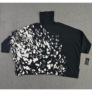 Alfani Plus Womens 0X Black White Splatter Turtleneck Dolman Sweater 100102280WN